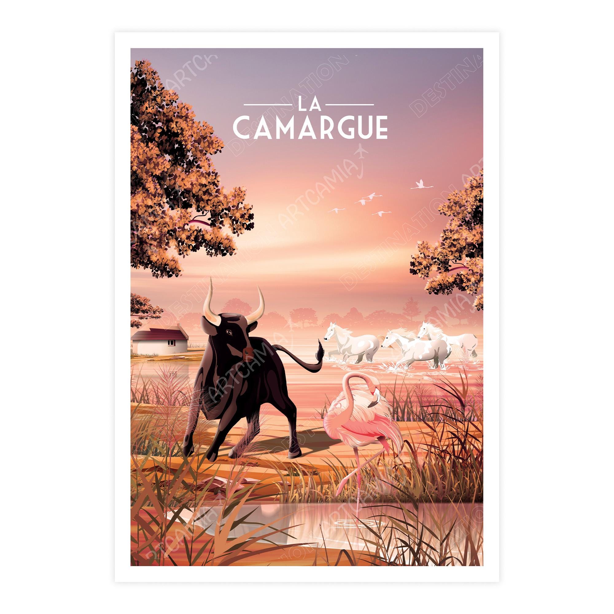 Camargue France Poster, Bull Poster, Print, Regional Natural Park