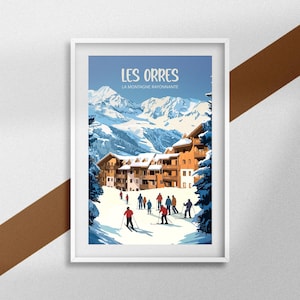 Les Orres Poster, Ski Resort Poster, Hautes-Alpes Travel Souvenir, Mountain Decoration, Ski Gift, Provence-Alpes-Côte d'Azur Frame