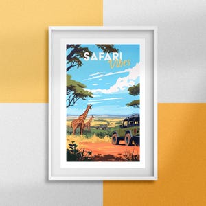 Safari Poster, Savannah Poster, Africa Gift Idea, Travel Poster, Wild Animals Poster, Wall Decoration, Vintage Poster