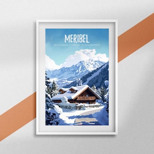 Méribel Poster, Ski Resort Poster, Les 3 Vallées Travel Souvenir, Les Allues Poster, Mountain Decoration, Ski Gift, Savoie Frame