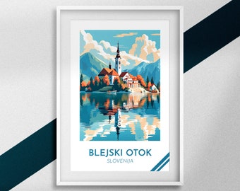 Bled Island Poster Slovenia Frame Bled Art Lake Bled Slovenia Souvenir Travel Poster Bled Island Gift Slovenia Poster
