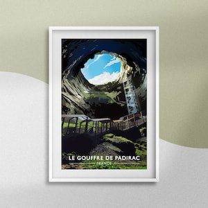 Poster Gouffre de Padirac Illustration lot France Poster natural cavity Illustration river Travel souvenir Gift idea Padirac