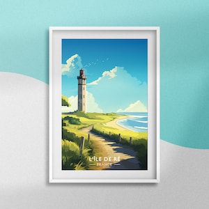 Póster de Ile de Ré, faro de ballena, recuerdo de viaje, decoración del Golfo de Vizcaya, Charente-Maritime, Nueva Aquitania