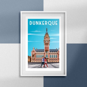 Dünkirchen Poster Nord Poster Reise Souvenir Dünkirchen Rathaus Dekoration Frankreich Poster Stadt Poster Dünkirchen Geschenkidee