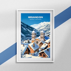 Briançon Serre Chevalier Poster, Ski Resort Poster, Hautes-Alpes Travel Souvenir, Mountain Decoration, Ski Gift, Alps Frame