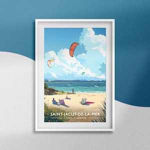 Saint-Jacut-de-la-Mer Poster Brittany Travel Souvenir Côtes-d'Armor Poster Decoração Design Presente Brittany Frame