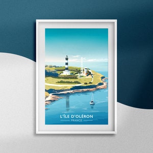 Póster Isla de Oléron Póster Faro de Chassiron Recuerdo Viaje Charente-Maritime Decoración Saint-Denis d'Oléron Póster Pointe de Chassiron