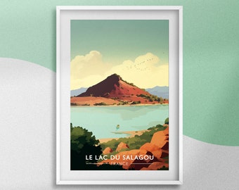Affiche Lac du Salagou Poster Hérault Souvenir Voyage Salagou Décoration Grand Site du Salagou et de Mourèze Affiche Lodévois Larzac Poster