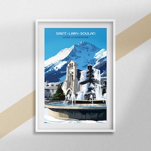 Affiche Saint-Lary-Soulan, Poster Station De Ski, Souvenir Voyage Pyrénées, Décoration Montagne, Cadeau Ski, Cadre Saint-Lary