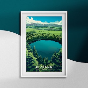 Poster Lac Pavin Poster Auvergne Souvenir Besse-et-Saint-Anastaise Decorazione Massiccio Centrale Poster Viaggio Francia Poster Luogo Naturale Lago