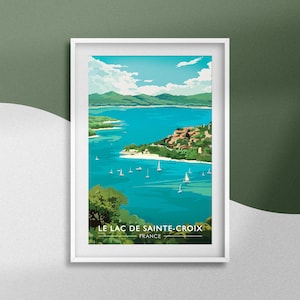 Affiche Lac de Sainte-Croix Poster Gorges du Verdon Souvenir Var Décoration Alpes-de-Haute-Provence Affiche Voyage France Cadre Lieu Naturel