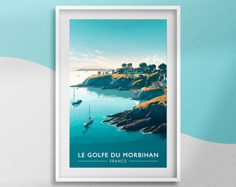 Gulf of Morbihan poster, Brittany poster, Morbihan travel souvenir, Living room decoration, Designer object, Breton gift idea, Made in France
