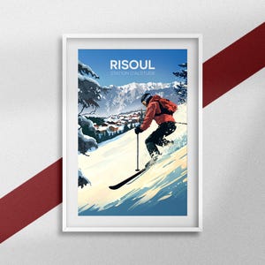 Risoul Poster, Ski Resort Poster, Alps Travel Souvenir, Mountain Decoration, Hautes-Alpes Gift, La Forêt Blanche Frame