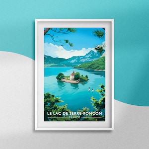 Serre-Ponçon Lake Poster Hautes-Alpes Poster Travel Souvenir Plum Trees Decoration Alps Saint-Michel Chapel Poster Paddle
