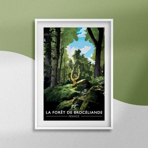 Brocéliande Wald Poster Frankreich Druck Paimpont Wald Poster Bretagne Wanddekoration Reise Souvenir Verzauberter Ort Geschenkidee