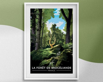 Brocéliande Forest Poster France Print Paimpont Forest Poster Wall decoration Brittany Travel souvenir Enchanted place Gift idea