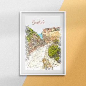 Bonifacio Poster Korsika Druck Poster Frankreich Denkmal Die mittelalterliche Zitadelle Meer Wanddekoration Französische Insel Reise Souvenir