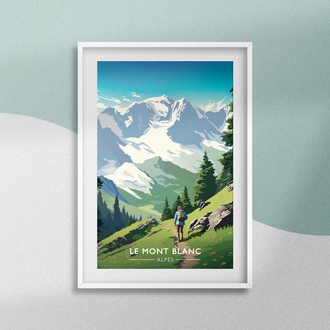 Tableau Toile Mont Blanc - Impression D'art Moderne 40x60 Cm - Décoration Murale Salon Chambre - Cadre En Pin - 9