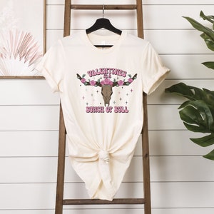 Cute Anti-Valentine&#39;s Day Shirt | Valentines is a Bunch of Bull Tee | Funny Valentine | Western Valentine | Cowboy | Retro | Cowgirl