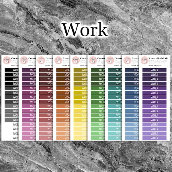 Work Banner Physical Stickers, custom colours, functional calendar labels organizer, work planner, work tracker labels for bullet journal