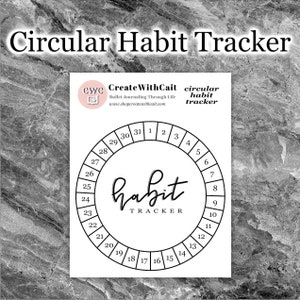 Circulaire maandelijkse gewoontetracker, fysieke sticker, functionele stickers voor planners en bullet journaling, doelen en gewoonten voor kleurcodering