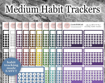 Monthly Habit Tracker Planner Physical Sticker, different colour minimal bullet journal daily routine tracker, build better habit stickers