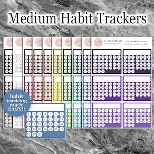 Monthly Habit Tracker Planner Physical Sticker, different colour minimal bullet journal daily routine tracker, build better habit stickers