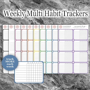 Weekly Habit Tracker Planner Physical Sticker, track multiple habits each week, different color minimal bullet journal daily routine sticker