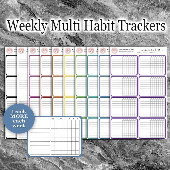 Weekly Habit Tracker Planner Physical Sticker, track multiple habits each week, different color minimal bullet journal daily routine sticker