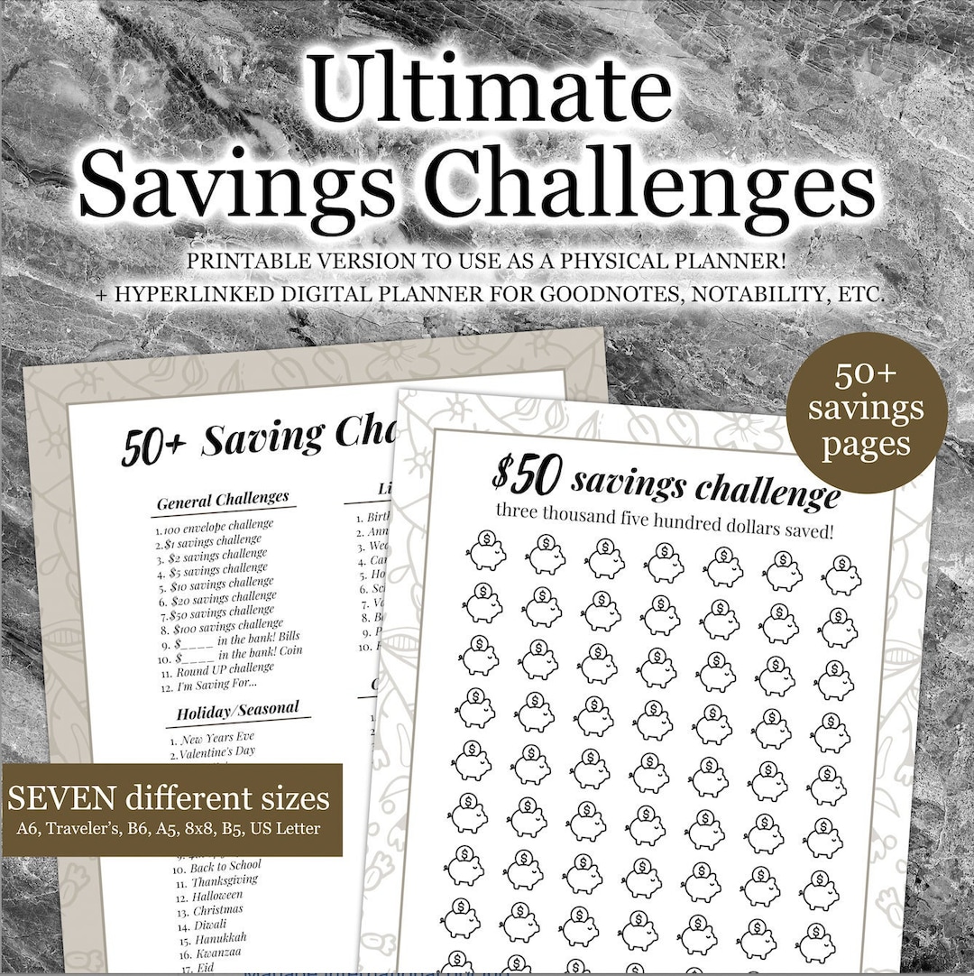 Ultimate Saving Challenges Printable Bundle, 50 Saving Trackers for ...