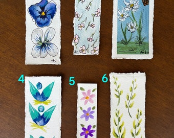Hand-Painted Floral Bookmarks: Original Watercolor Paper Art
