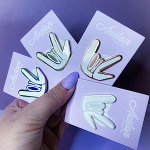 Auslan ‘I Love You’ Enamel Pins / Rainbow, Gold, Silver, Bronze / Listing 1 / &#39;A&#39; Grade