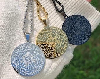 Seven Archangels Protection Necklace, Archangel Michael Seal Pendant, Angel Amulet, Manifestation Jewelry, Spiritual Gift