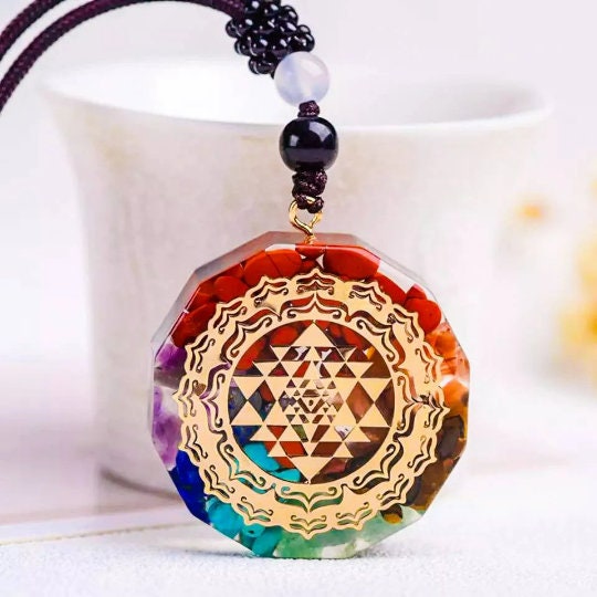 Self Discovery - 7 Chakras Glowing In The Dark Shri Yantra Pendant Nec -  Satori Jewelry