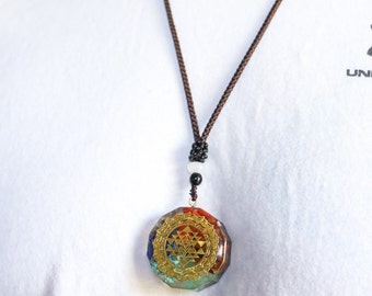 Sri Yantra Necklace, Chakra Necklace, Energy Orgonite Pendant