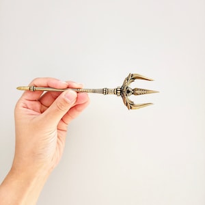 Vintage Copper Trident, Spiritual Gifts for Her, Greek Mythology Decor, Hindu Gift, Meditation Tool, Yoga Gifts, Desk Ornament, Desk Decor