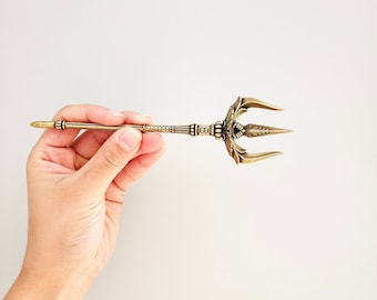 Vintage Copper Trident Greek Mythology Decor, Hindu Spiritual Decor, Meditation Tool, Yoga Gifts