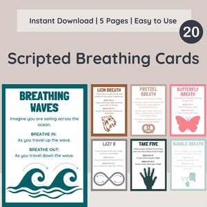 Mindful Breathing Activity Cards for Kids / Scripted Breathing Cards / Calming Breathing Exercises / Calm Corner Resources / Printable