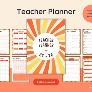 Afdrukbare lerarenplanner 2025-2026 | Wekelijkse lesplannen, dagschema, huiswerktracker, gedragsgrafieken | DOWNLOADBAAR + AFDRUKBAAR, A4