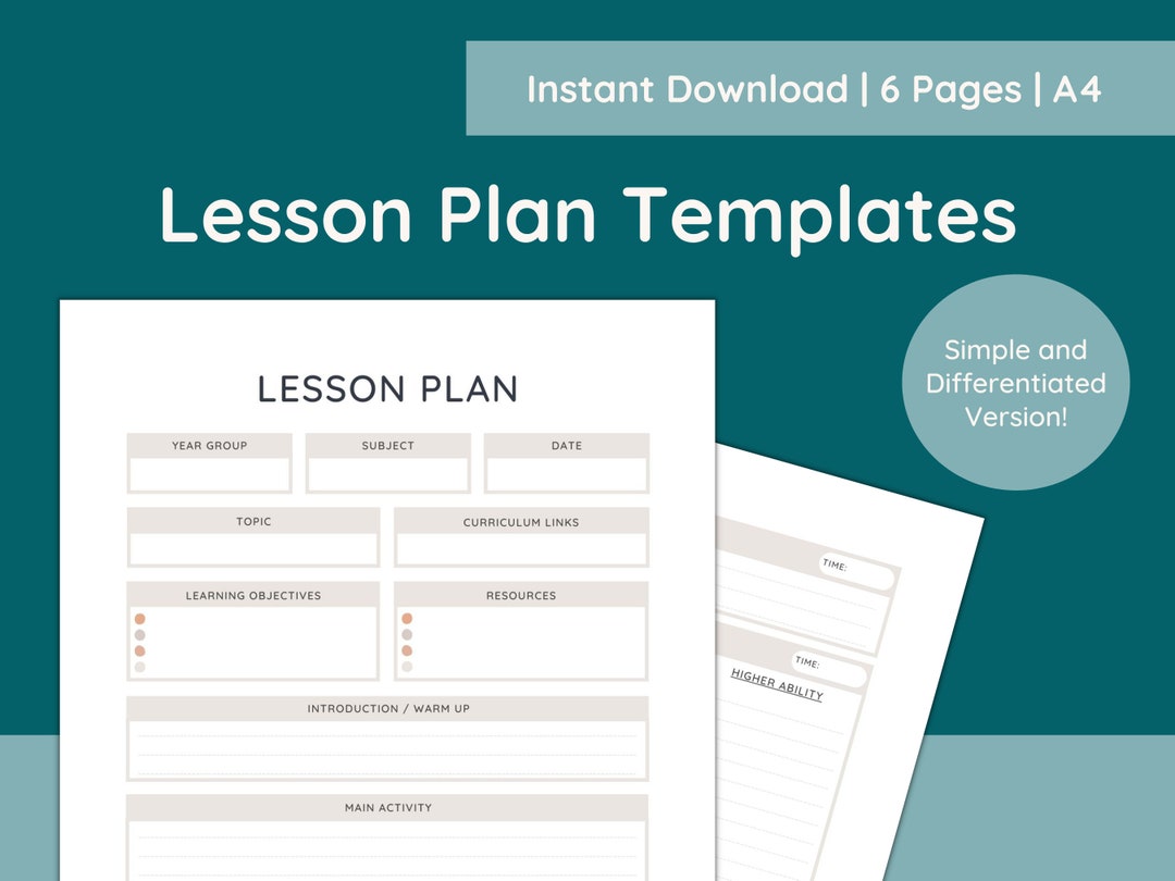 Printable Lesson Plan Templates for Teachers / Minimalist Design ...