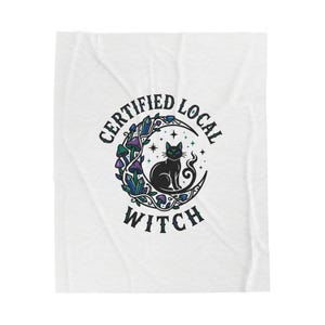 Certified Local Witch Velveteen Plush Blanket | witchy, goblincore, celestial vibes