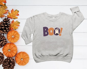 Boo Toddler Crew Neck Sweatshirt, Toddler Halloween sweatshirt, cute toddler fall clothing,