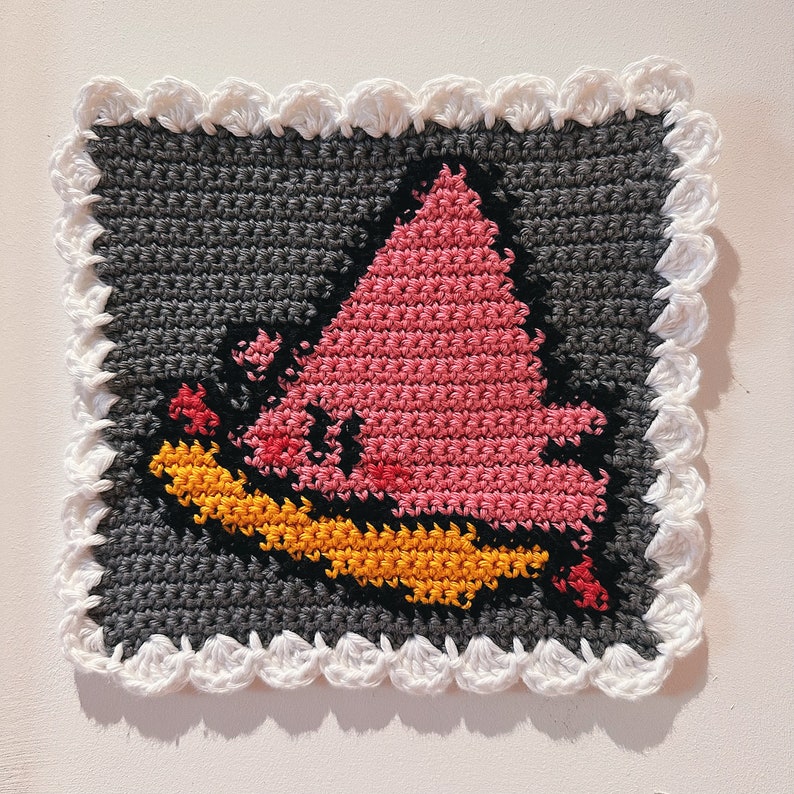 Kirby Swallowing Traffic Cone Tapestry Crochet Wall Hanging Etsy