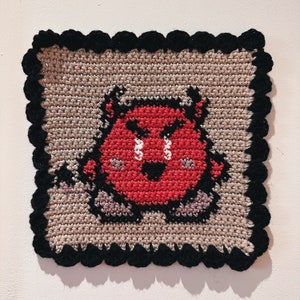 Devil Kirby Tapestry Crochet Wall Hanging Original