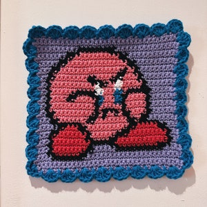 Angry Kirby Tapestry Crochet Wall Hanging Original