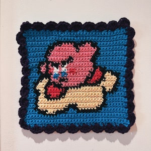 Kirby Riding Star Tapestry Crochet Wall Hanging Original