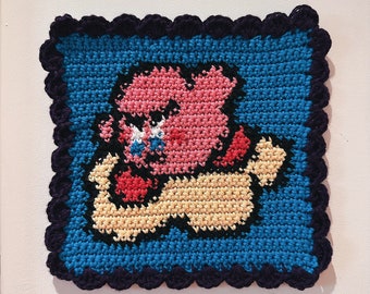 Kirby Riding Star Tapestry Crochet Wall Hanging Original