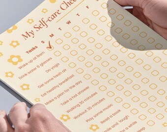 Editable Self-Care Checklist | Weekly Tracker | Wellness Journal Page | Self Care Checklist Template | Wellness Journal Tracker Planner
