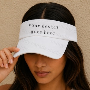 Bio-Washed Visor VC500 Khaki Mockup | Adjustable Casual Summer Visor for Women Men | Visor Mockup for Print on Demand |  Embroidered Visor