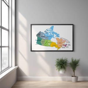 Weltkarte Regionen Kanadas Klassenzimmer Wanddekor Lernposter Printable Geographie Montessori Homeschool Regionen Kanada Französisch